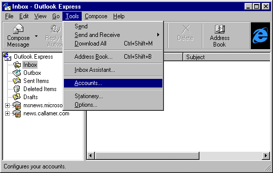 Outlook Express Setup screen